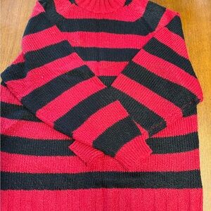 Vintage Cabin Creek Red and Black Striped Sweater